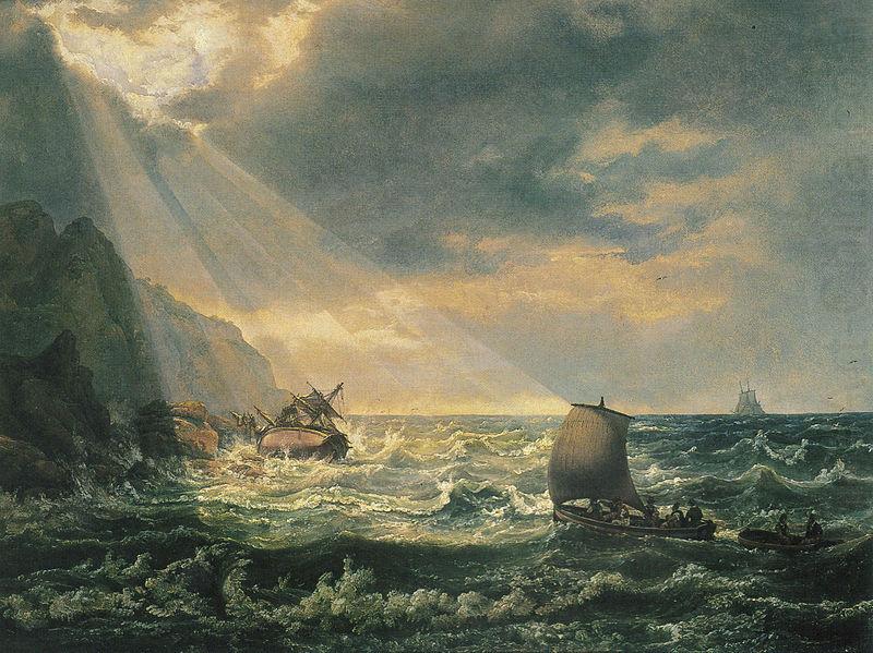johann christian Claussen Dahl Skipbrudd ved Caprikysten oil painting picture